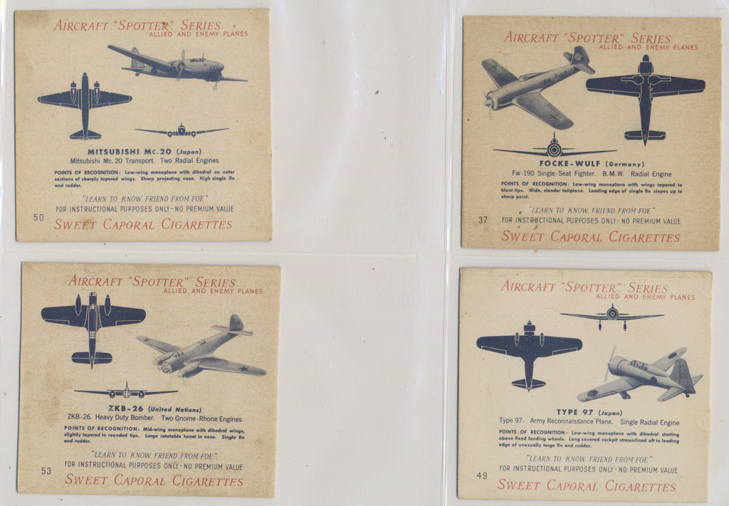 circ 1940's C271a Canada Aircraft "Spotter" Series-English Text Only  Lot of 21  #*sku37003