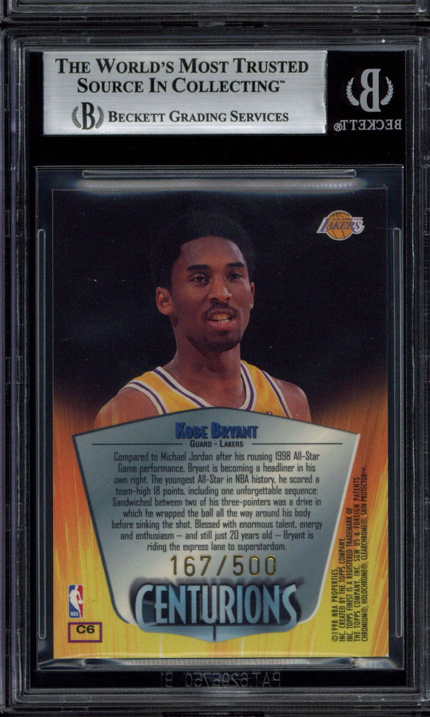 1998-99 Finest Centurions C6 Kobe Bryant Lakers BGS 8.5 NM-Mint+ 167/500