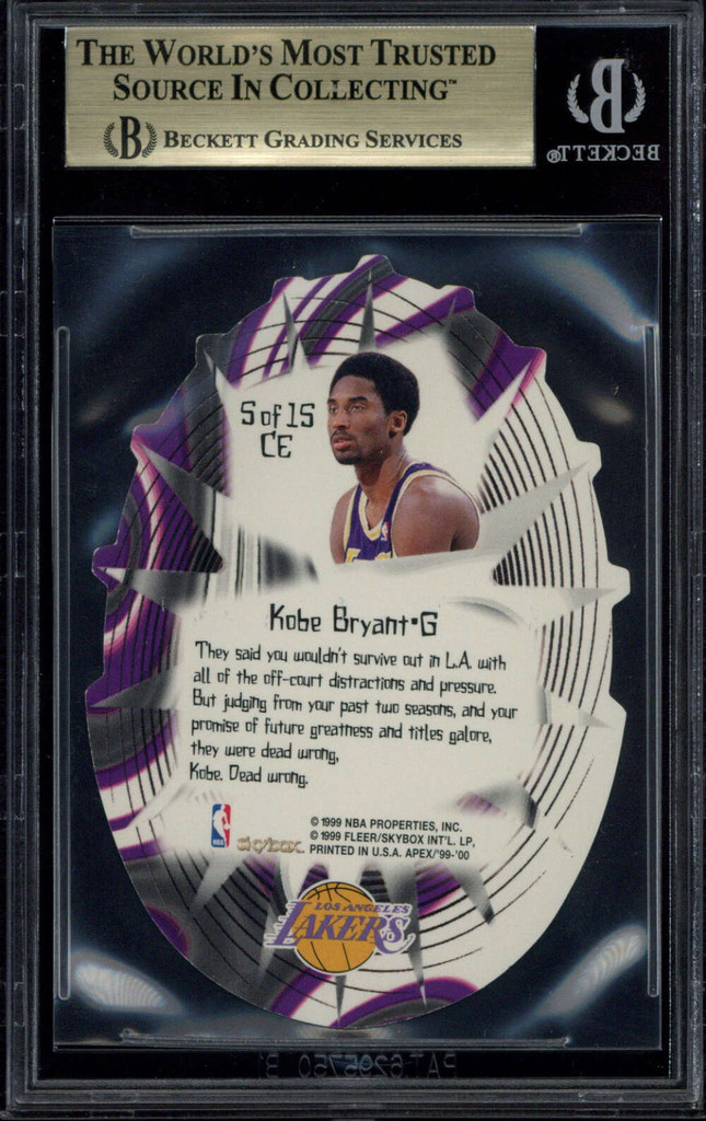 1999-00 Skybox Apex Cutting Edge #5 Kobe Bryant Lakers BGS 9.5 Gem Mint 10 Corners