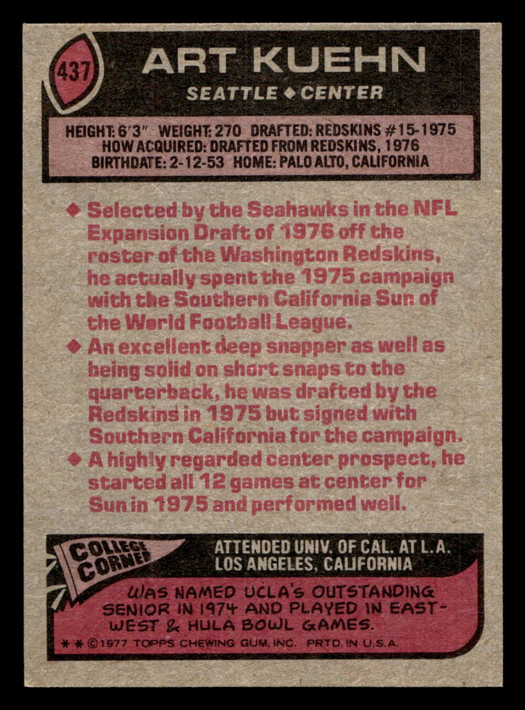 1977 Topps #437 Art Kuehn Near Mint  ID: 503571