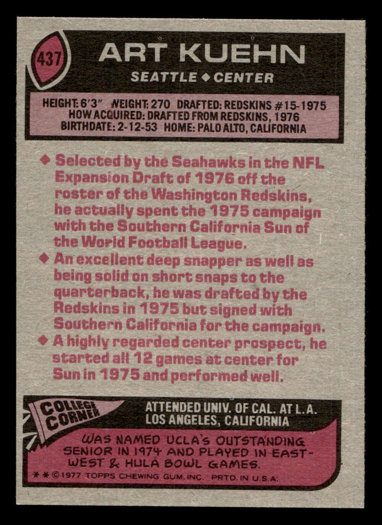 1977 Topps #437 Art Kuehn Near Mint  ID: 503572