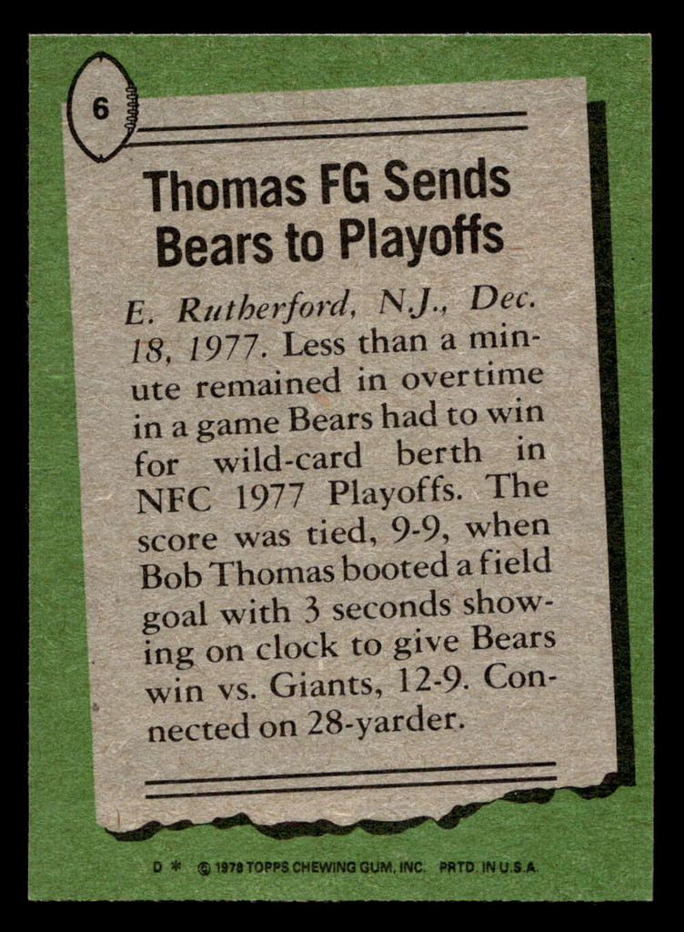1978 Topps #6 Bob Thomas HL Near Mint  ID: 503963