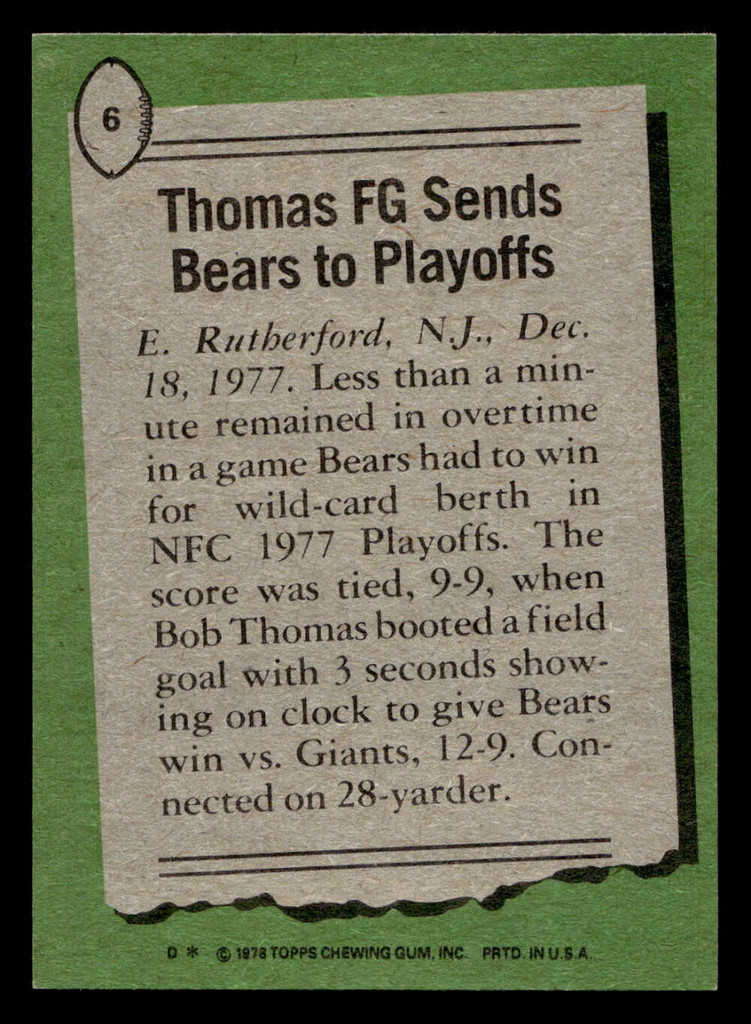 1978 Topps #6 Bob Thomas HL Near Mint  ID: 503965