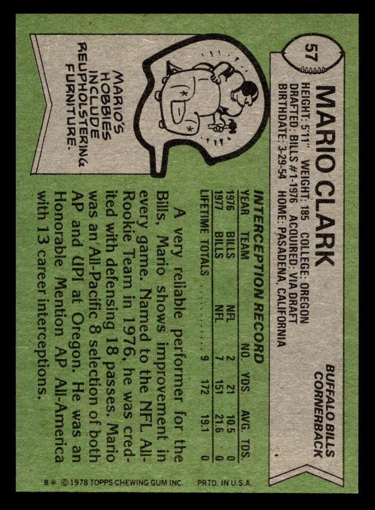 1978 Topps #57 Mario Clark Near Mint  ID: 504193