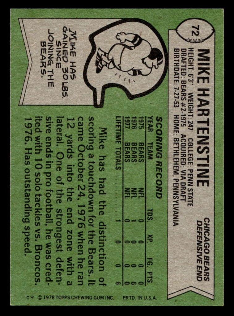 1978 Topps #72 Mike Hartenstine Ex-Mint 