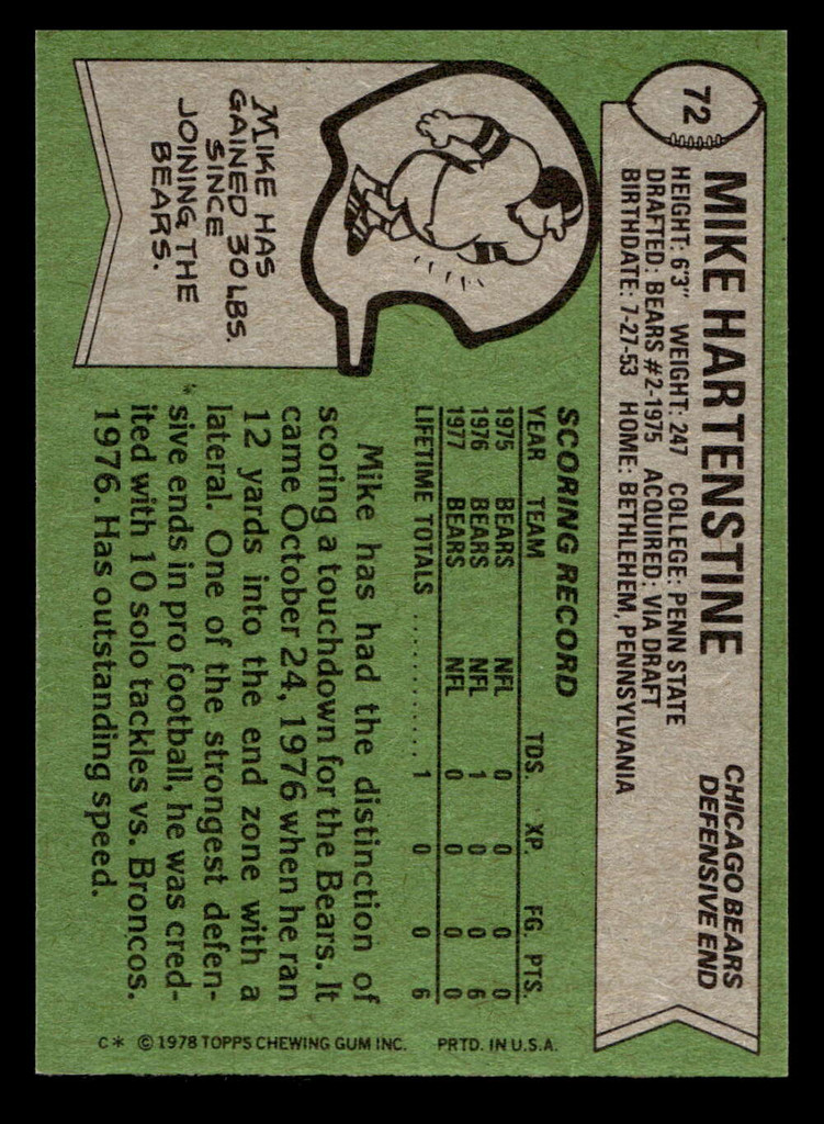 1978 Topps #72 Mike Hartenstine Near Mint+  ID: 504256