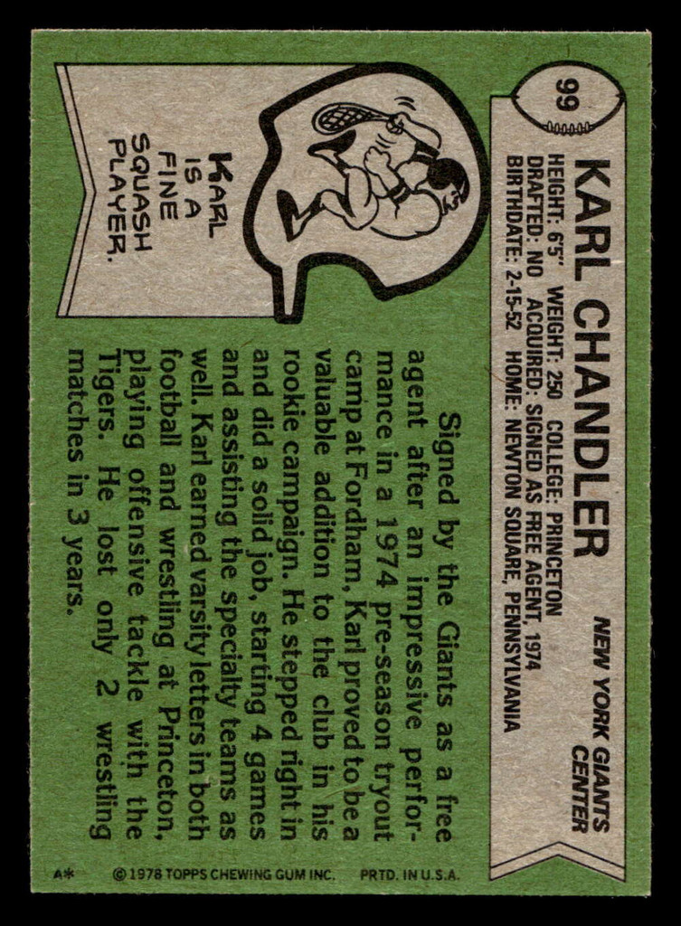 1978 Topps #99 Karl Chandler Near Mint+  ID: 504376