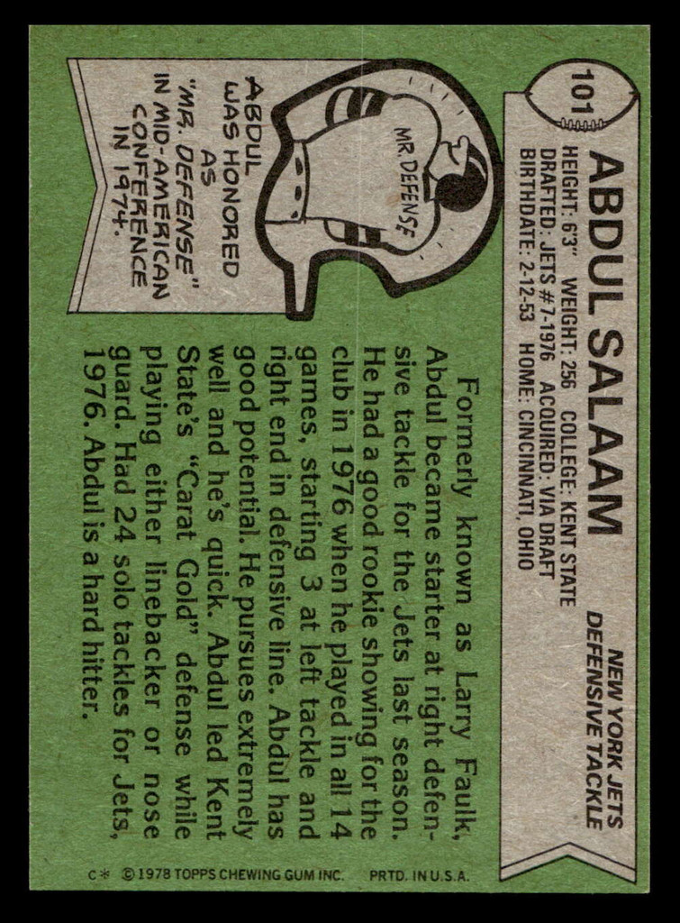 1978 Topps #101 Abdul Salaam Near Mint  ID: 504385