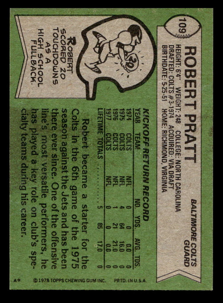 1978 Topps #109 Robert Pratt Near Mint 