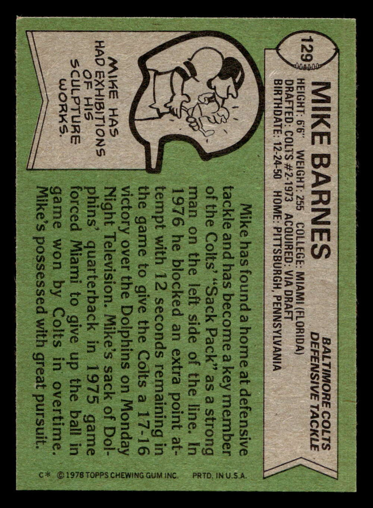 1978 Topps #129 Mike Barnes Ex-Mint  ID: 504512