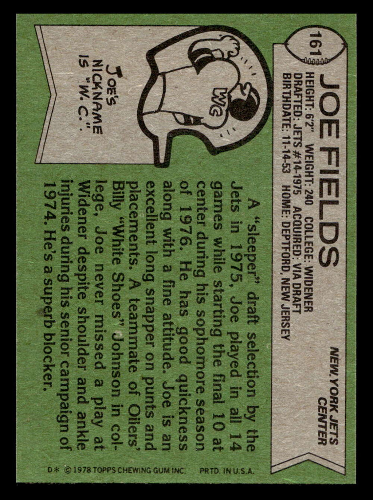1978 Topps #161 Joe Fields Near Mint  ID: 504647
