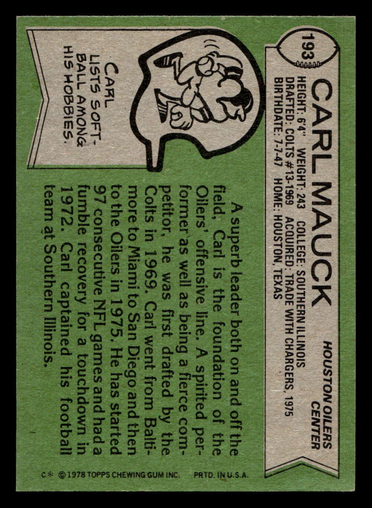 1978 Topps #193 Carl Mauck Very Good 