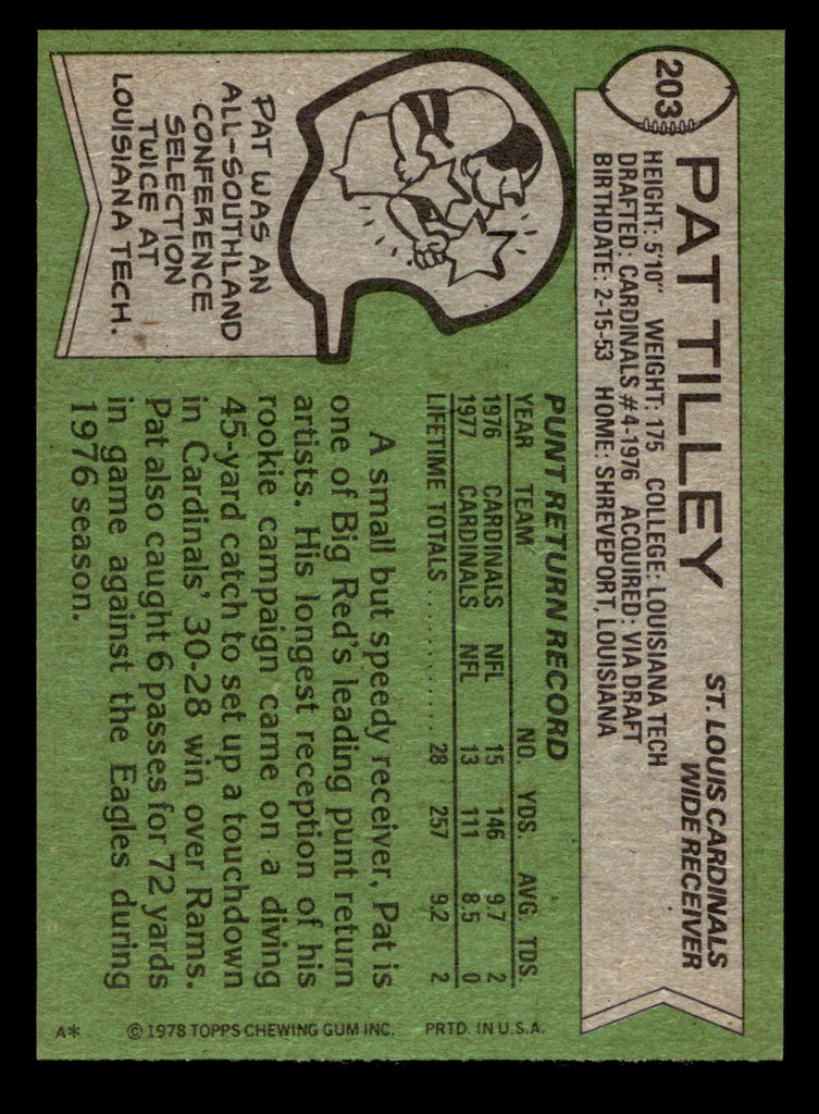 1978 Topps #203 Pat Tilley Very Good 
