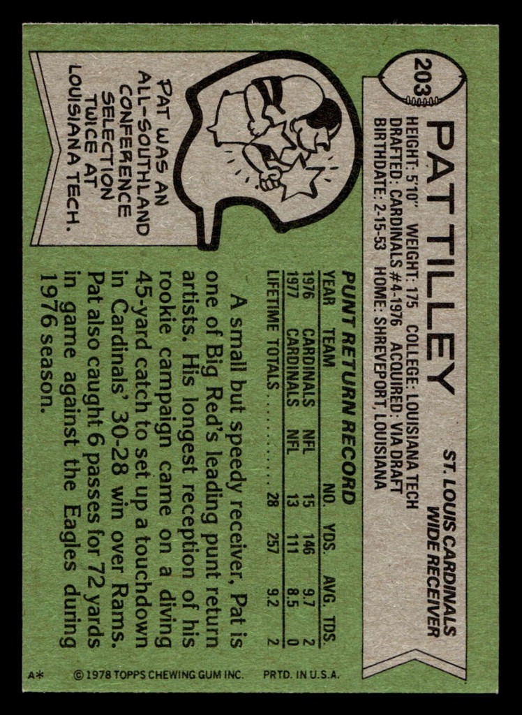 1978 Topps #203 Pat Tilley Ex-Mint  ID: 504840