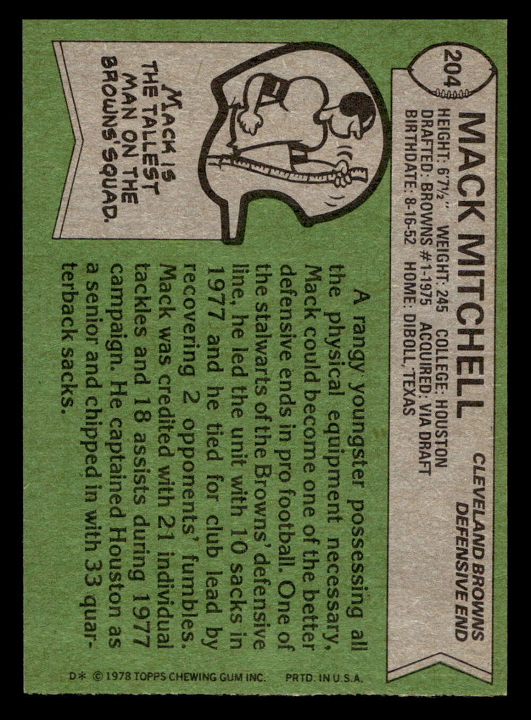 1978 Topps #204 Mack Mitchell Ex-Mint 