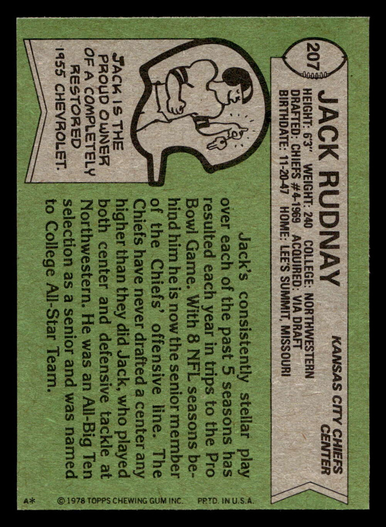 1978 Topps #207 Jack Rudnay Near Mint  ID: 504858