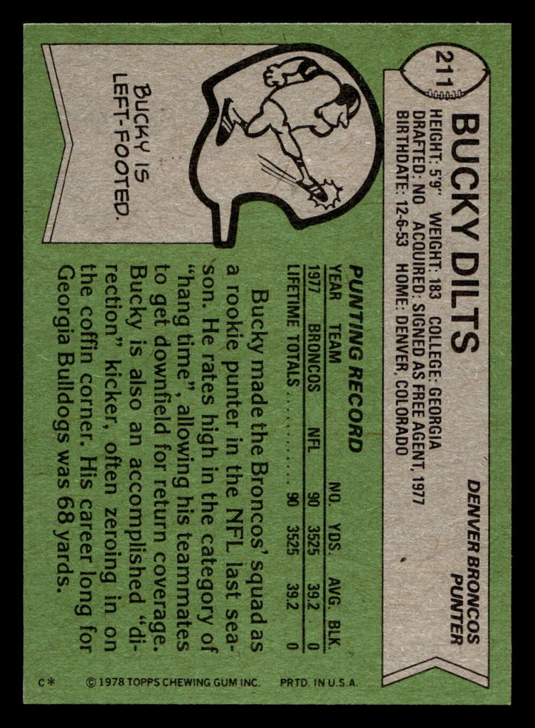 1978 Topps #211 Bucky Dilts Ex-Mint  ID: 504879