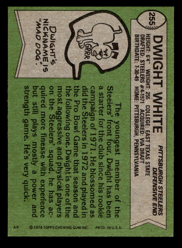 1978 Topps #255 Dwight White Near Mint  ID: 505078