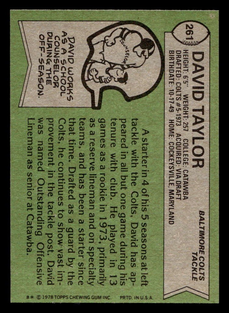1978 Topps #261 David Taylor Near Mint  ID: 505103