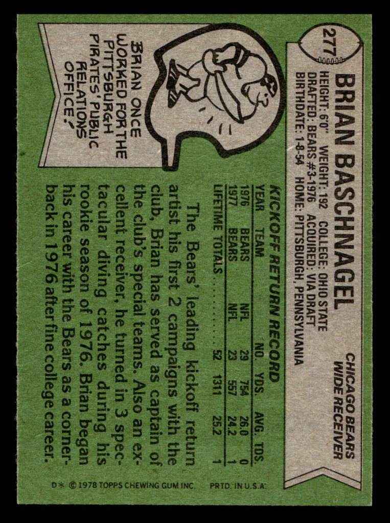 1978 Topps #277 Brian Baschnagel Ex-Mint  ID: 505178