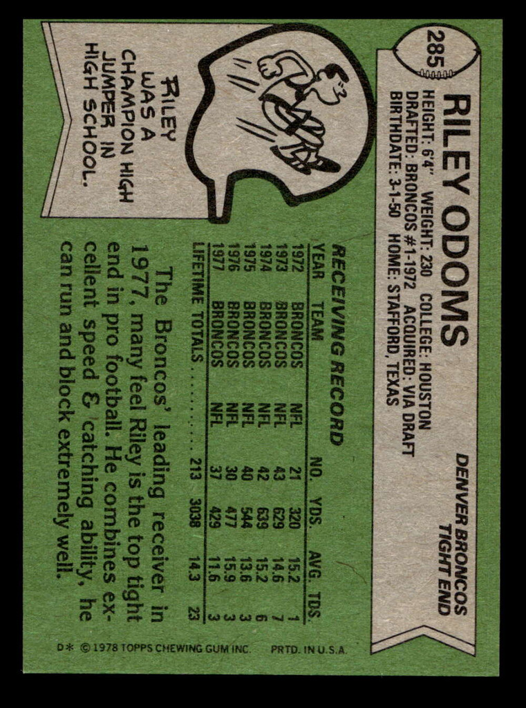 1978 Topps #285 Riley Odoms Near Mint+  ID: 505219