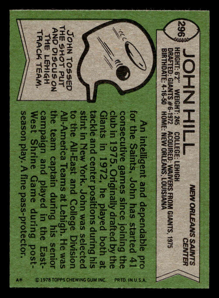 1978 Topps #296 John Hill Near Mint  ID: 505266