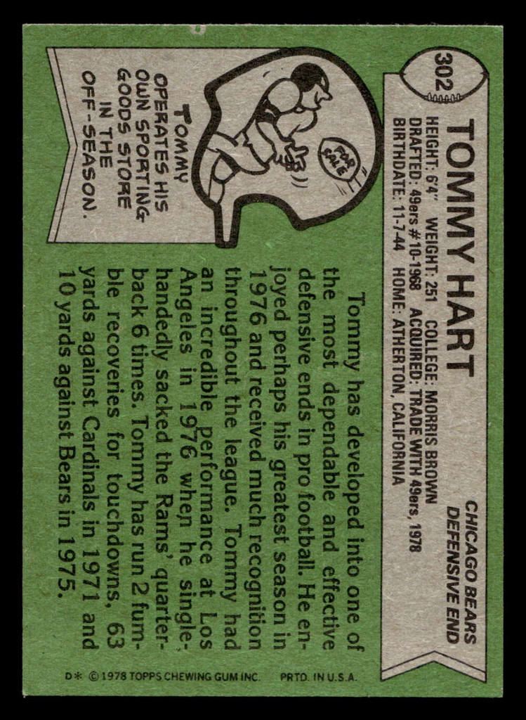 1978 Topps #302 Tommy Hart Ex-Mint  ID: 505289