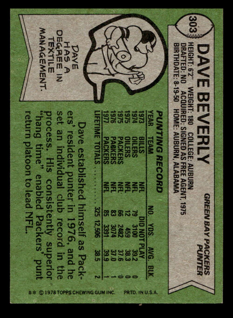 1978 Topps #303 Dave Beverly Ex-Mint  ID: 505294