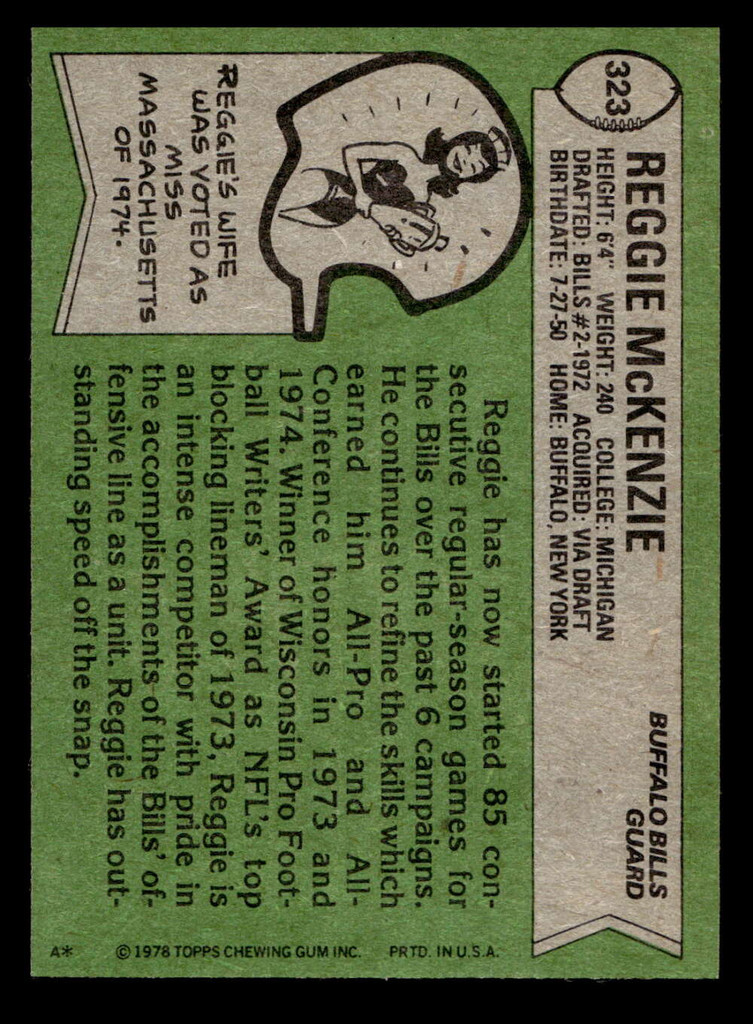 1978 Topps #323 Reggie McKenzie Near Mint  ID: 505371