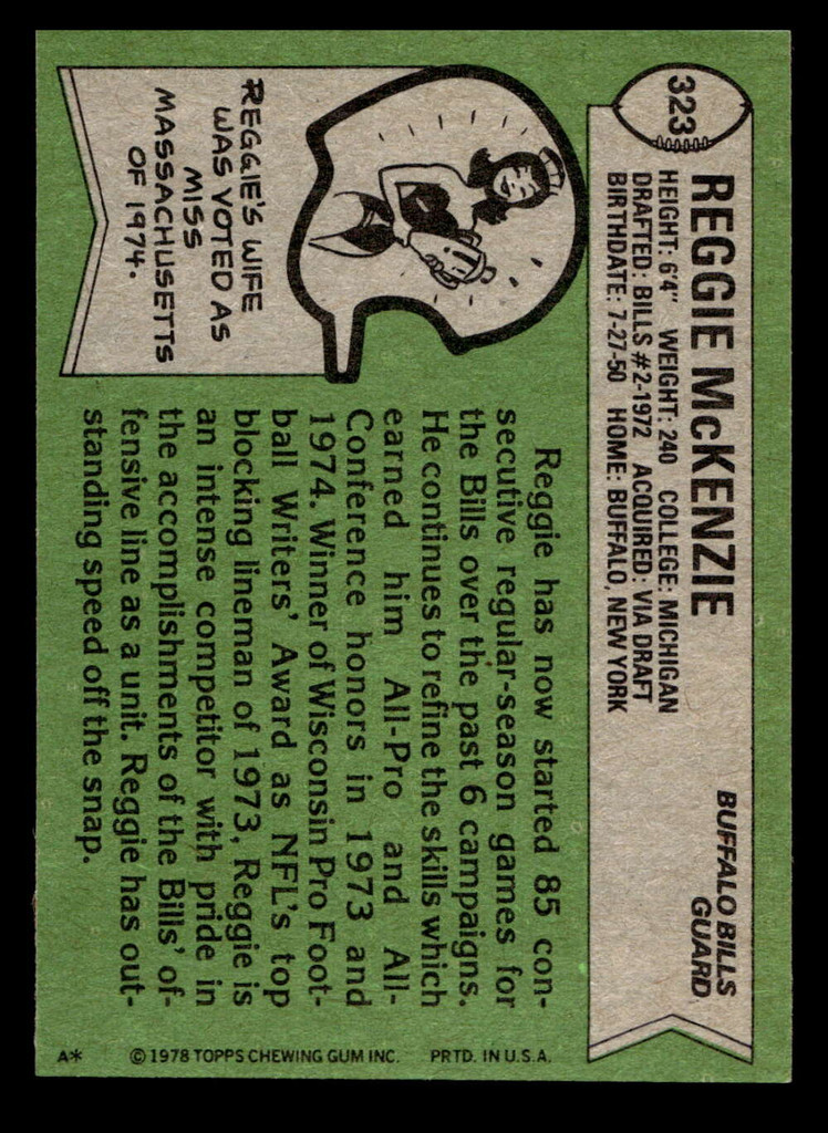 1978 Topps #323 Reggie McKenzie Near Mint+  ID: 505372