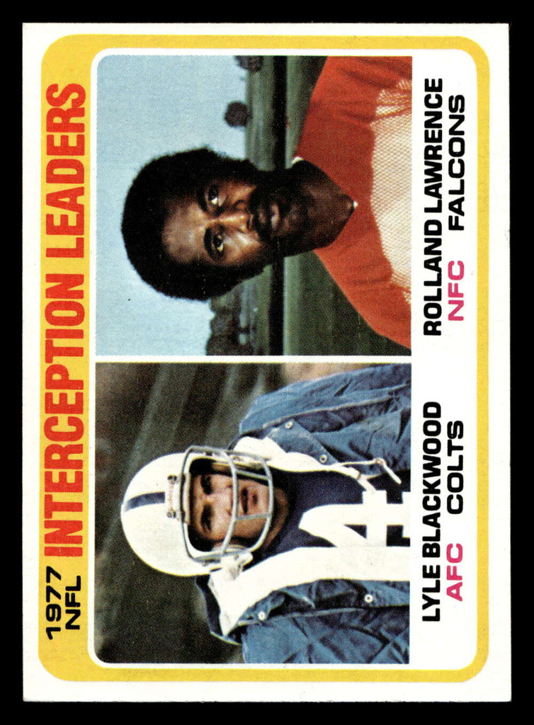 1978 Topps #335 Lyle Blackwood/Rolland Lawrence 1977 Interception Leaders Near Mint  ID: 505417