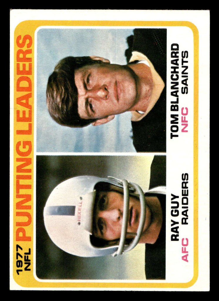 1978 Topps #336 Ray Guy/Tom Blanchard 1977 Punting Leaders Ex-Mint  ID: 505422