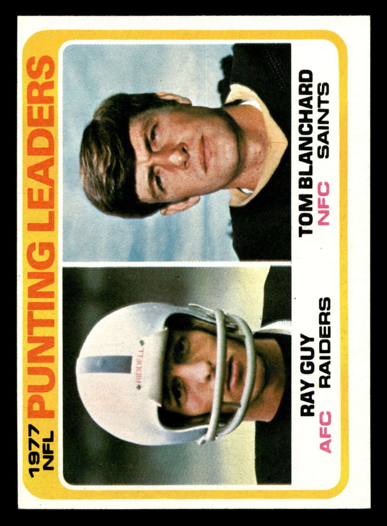 1978 Topps #336 Ray Guy/Tom Blanchard 1977 Punting Leaders Near Mint  ID: 505425