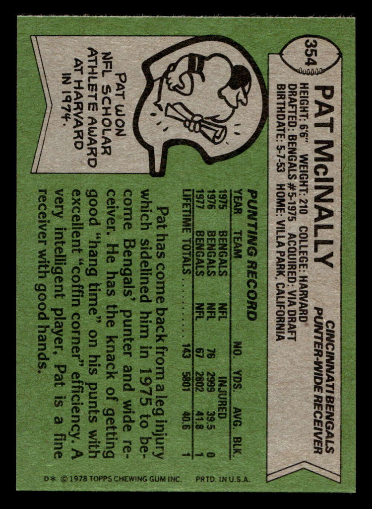 1978 Topps #354 Pat McInally Near Mint  ID: 505511