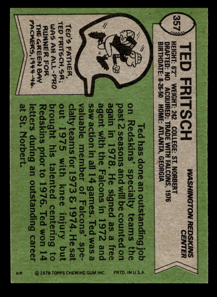 1978 Topps #357 Ted Fritsch Jr. Near Mint  ID: 505524