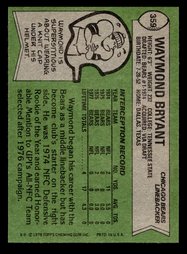 1978 Topps #359 Waymond Bryant Near Mint+  ID: 505533
