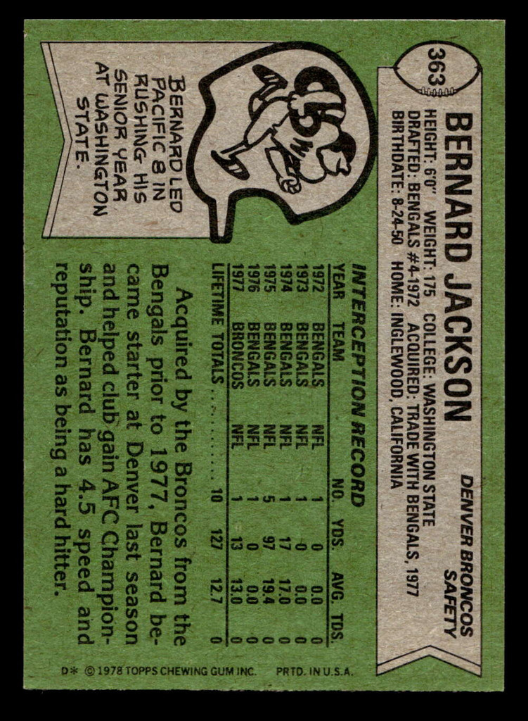 1978 Topps #363 Bernard Jackson Ex-Mint  ID: 505554