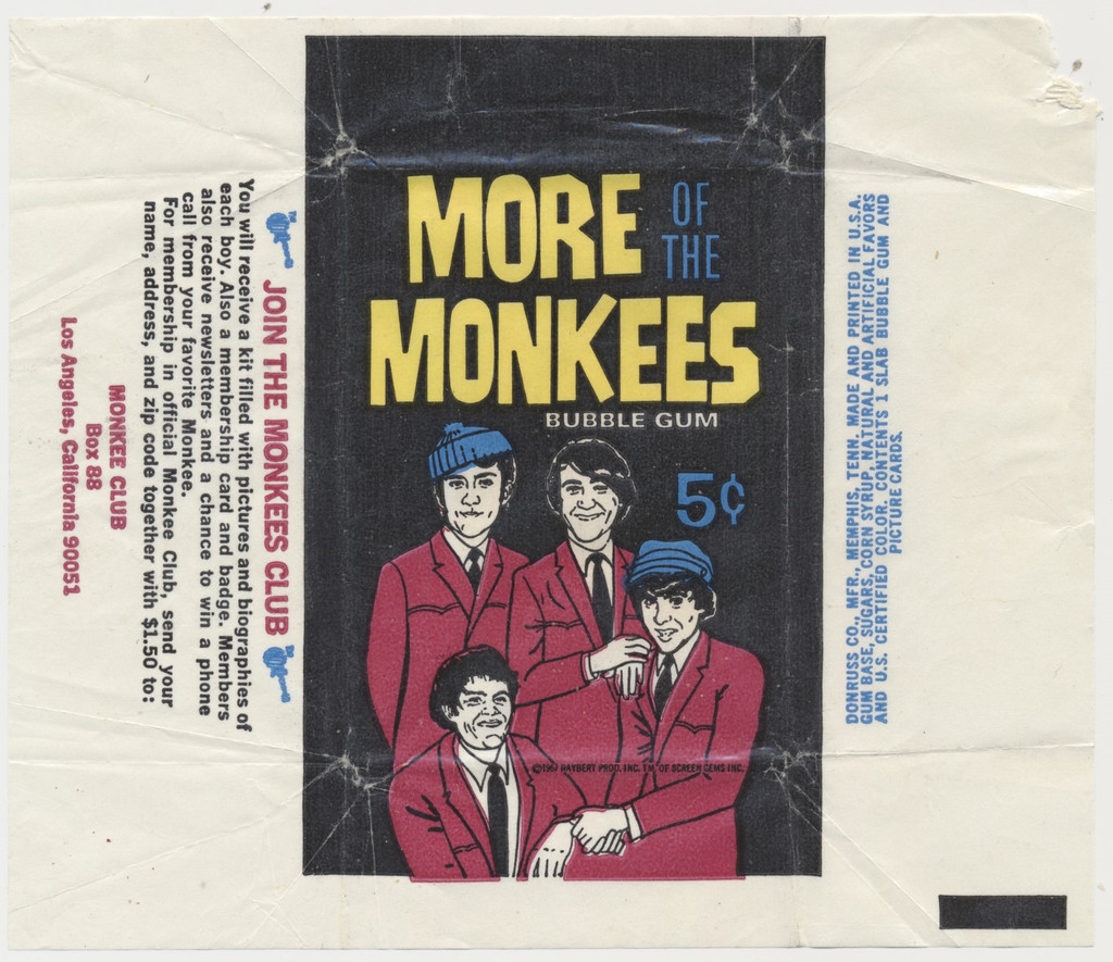 1967 Rayburn More Of The Monkees 5 Cent Wrapper  (low grade)  #*sku37031
