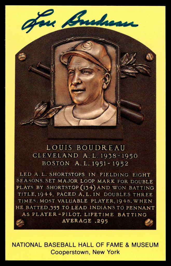 Lou Boudreau Yellow HOF Postcard Signed PSA/DNA Authenticated Indians Autographed ID: 505875