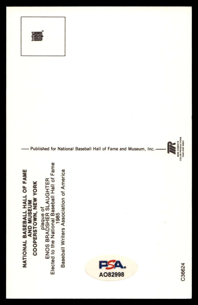 Enos Slaughter Yellow HOF Postcard Signed PSA/DNA Cardinals Autographed ID: 505876