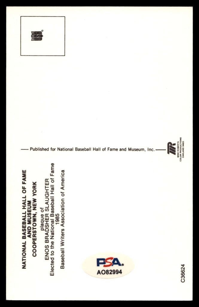 Enos Slaughter Yellow HOF Postcard Signed PSA/DNA Cardinals Autographed ID: 505880