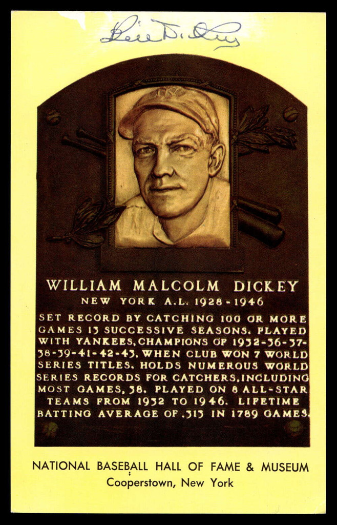 Bill Dickey Yellow HOF Postcard Signed PSA/DNA Authenticated Yankees Autographed