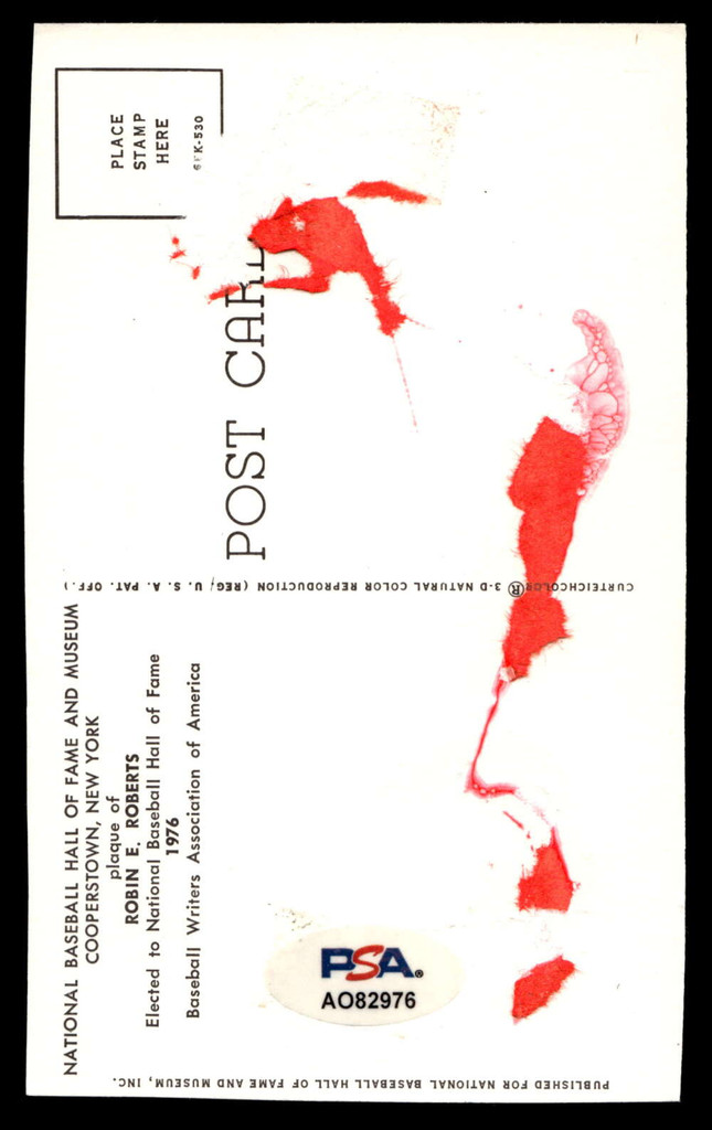 Robin Roberts Yellow HOF Postcard Signed PSA/DNA Authenticated Phillies Autographed ID: 505892