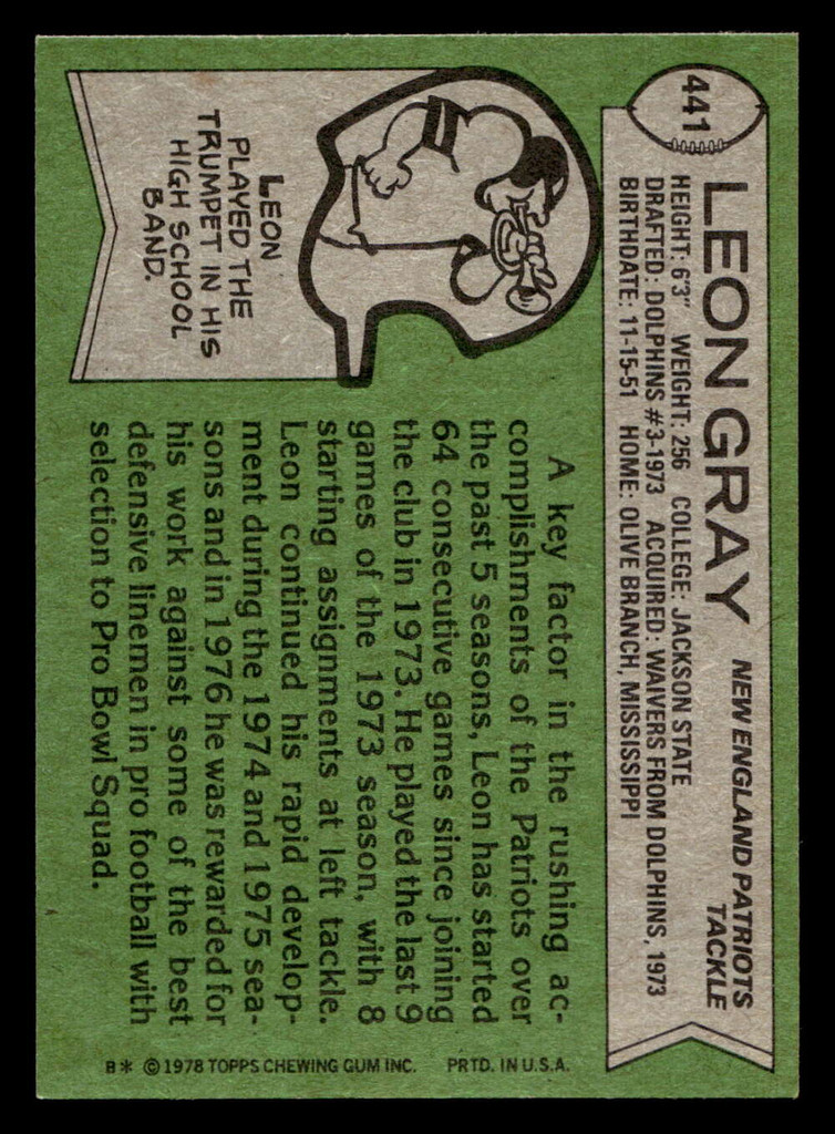 1978 Topps #441 Leon Gray Ex-Mint 