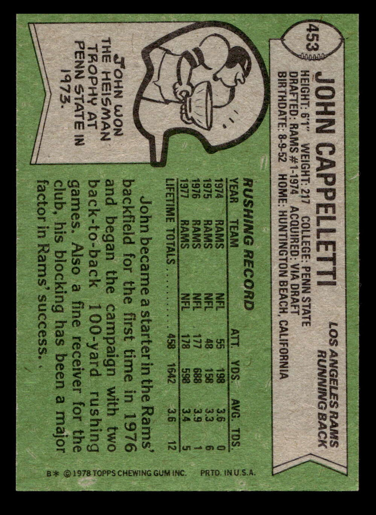1978 Topps #453 John Cappelletti Ex-Mint  ID: 506005