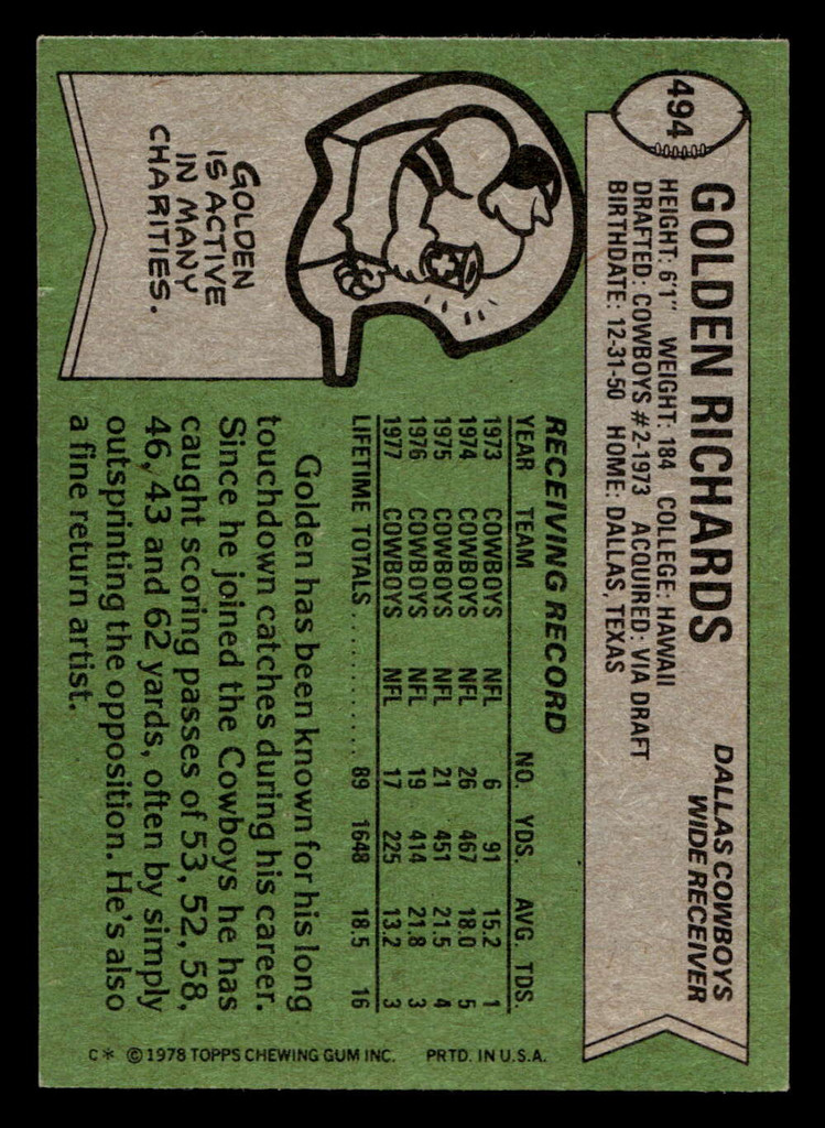 1978 Topps #494 Golden Richards Ex-Mint  ID: 506185