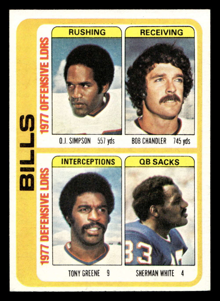 1978 Topps #503 O.J. Simpson/Bob Chandler/Tony Greene/Sherman White TL Near Mint  ID: 506226