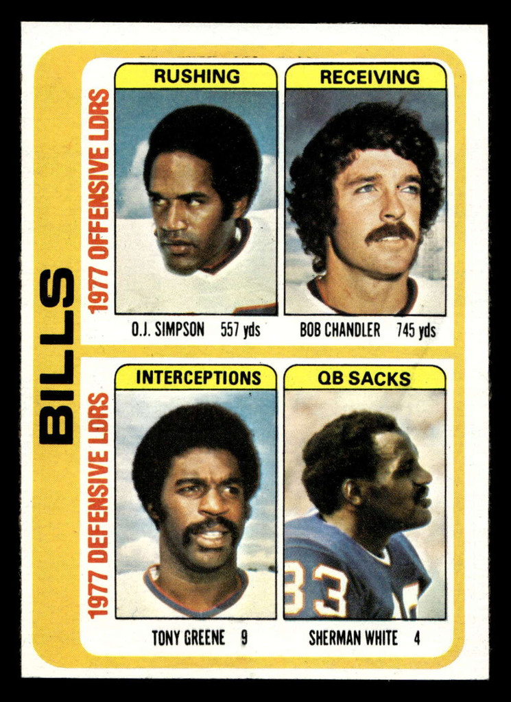 1978 Topps #503 O.J. Simpson/Bob Chandler/Tony Greene/Sherman White TL Near Mint  ID: 506227