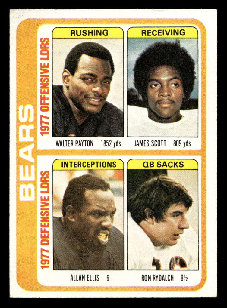 1978 Topps #504 Walter Payton/James Scott/Allan Ellis/Ron Rydalch TL Excellent+ 