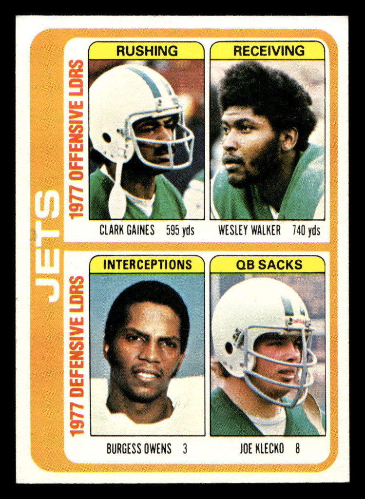 1978 Topps #519 Clark Gaines/Wesley Walker/Burgess Owens/Joe Klecko TL Near Mint  ID: 506296